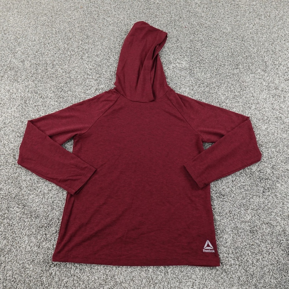 Reebok Hoodie Boys M Red Heather Lightweight Pullover Sweatshirt Youth Kids